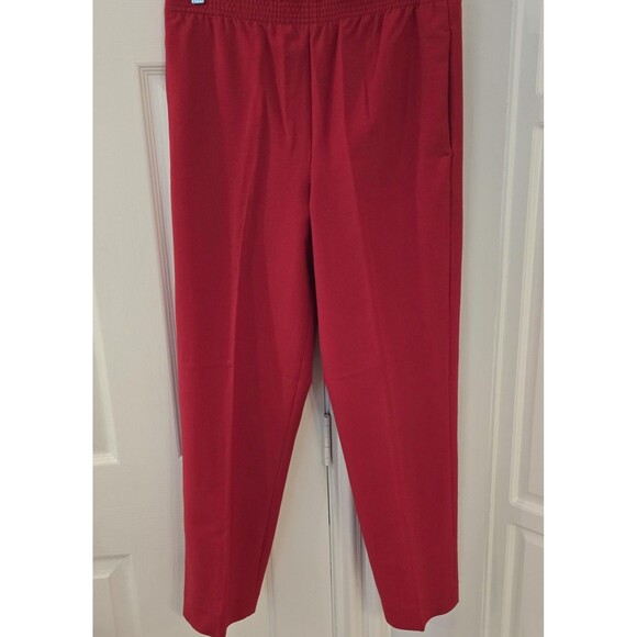 80s VTG Allison Daley Pants Womens 10 Short Red Pull On Elastic Waist Pockets - Picture 1 of 10